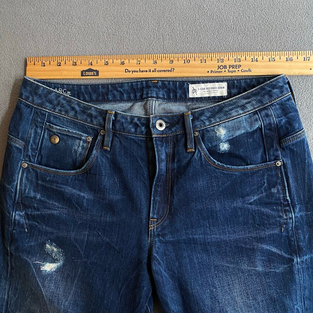 G Star Arc 3D Low Boyfriend Restored Denim Jean Womens 28 Raw Hems Distressed - Picture 7 of 16